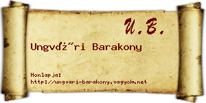 Ungvári Barakony névjegykártya